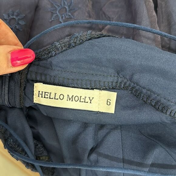 Hello Molly Sleeveless Lace-Up Back Mini Dress In Navy Blue Size 6 - Picture 5 of 10